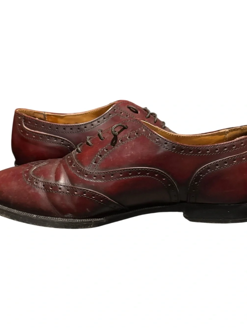 Cole Haan Men's Wingtip Oxfords Size 8.5 D Burgundy Leather Dress Shoes Made USA